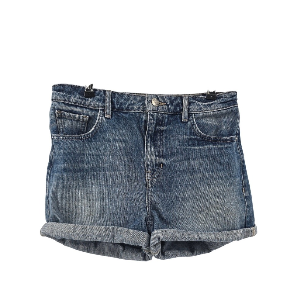 Guess Denim Shorts Womens 27 Blue Medium Wash Cuffed W71D26D2LX0 Triangle Logo